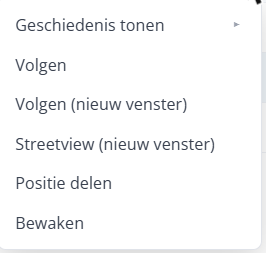 Het menu achter de drie puntjes in de objectenlijst, met onderaan de optie Bewaken