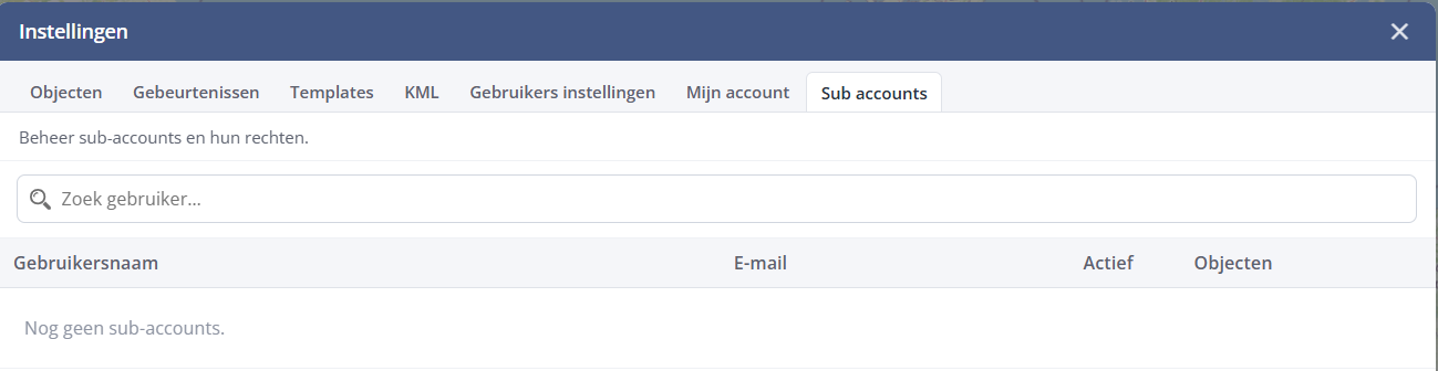 Instellingen → Sub accounts