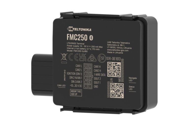 Teltonika FMC250: een waterdichte tracker met ingebouwde CAN-adapter voor bestelwagens, vrachtwagens, bussen en elektrische voertuigen